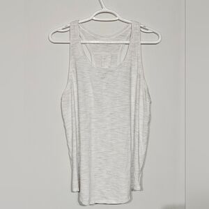 Lululemon Cool Racerback Tank Top White Grey Stripe Size 10-12